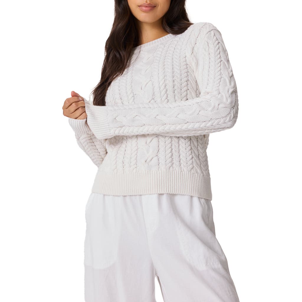 Splendid Annabella Cable Crewneck Sweater In Neutral