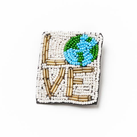 Bala Mani Beaded Love Mother Earth Brooch Pin - Handmade