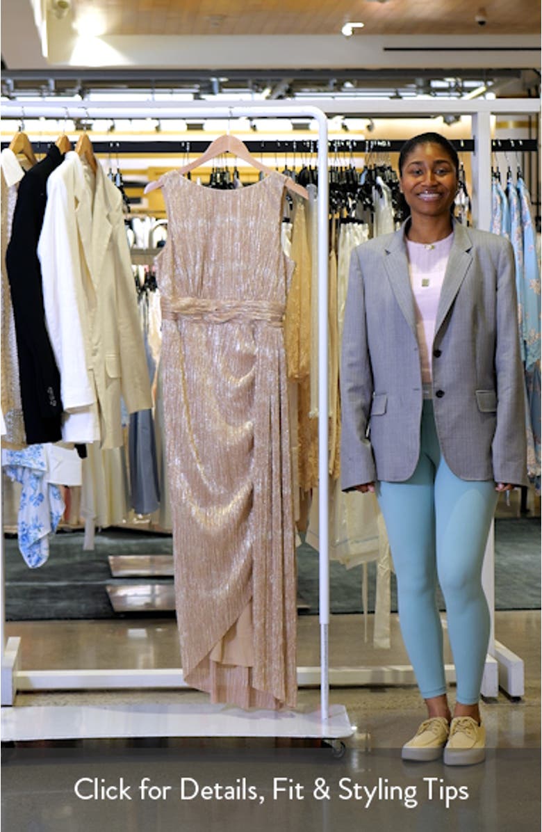 Textured Metallic Side Ruched Gown, sales video thumbnail