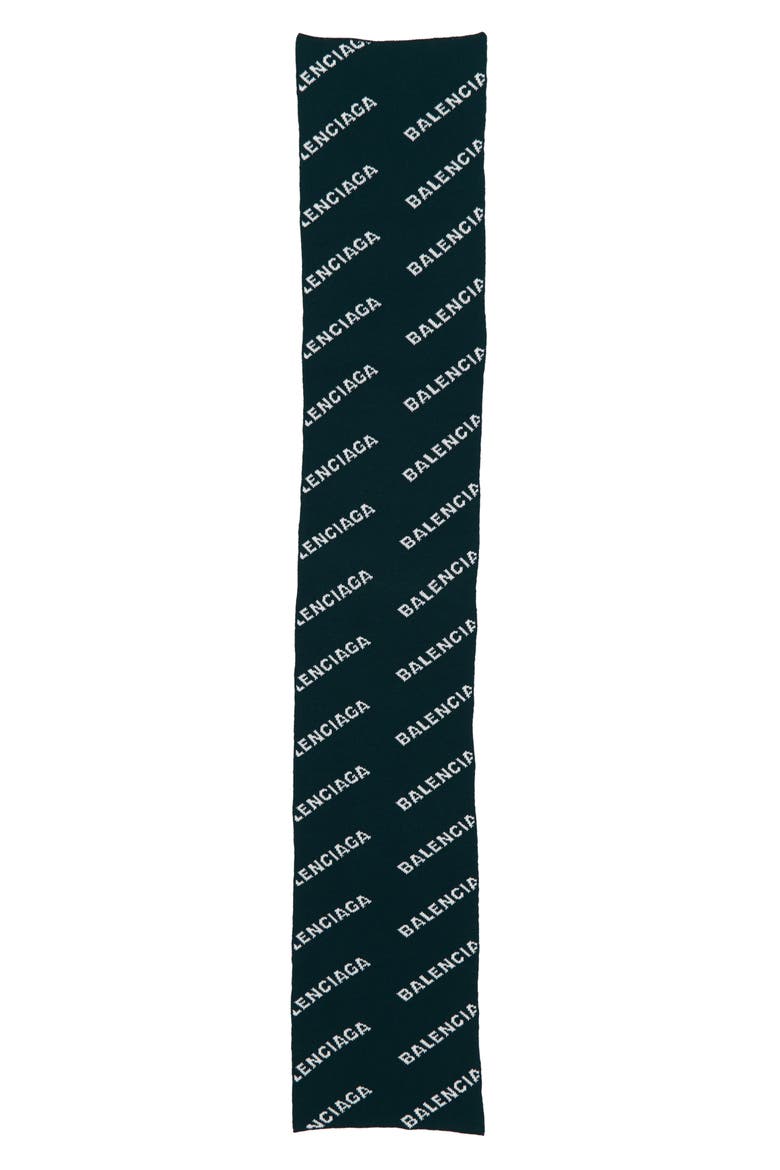 Logo Wool Blend Scarf, Main, color, FOREST GREEN/ WHITE
