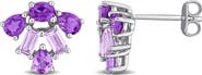 Julianna B. Amethyst Cluster Stud Earrings Sterling Silver