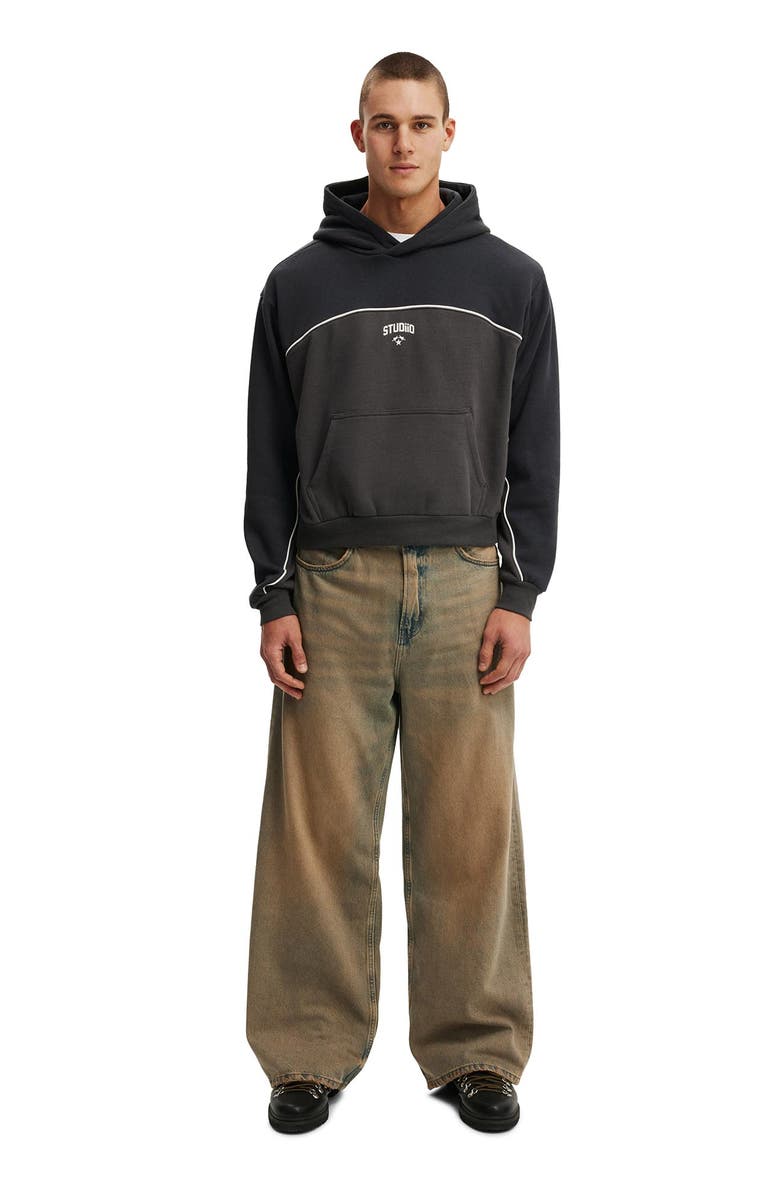 Cotton On Men's Cropped Fit Graphic Hoodie, Alternate, color, Washed Black  Studio