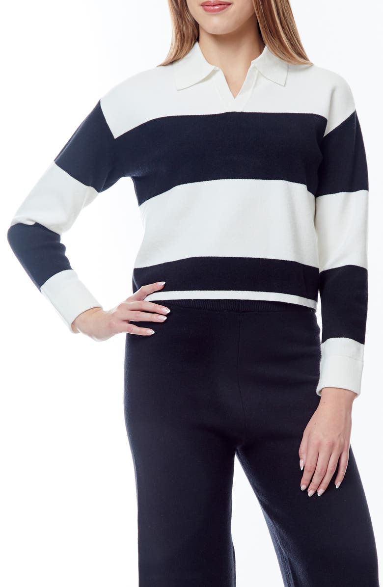 BY DESIGN Josefine Stripe Rugby Crop Sweater, Main, color,