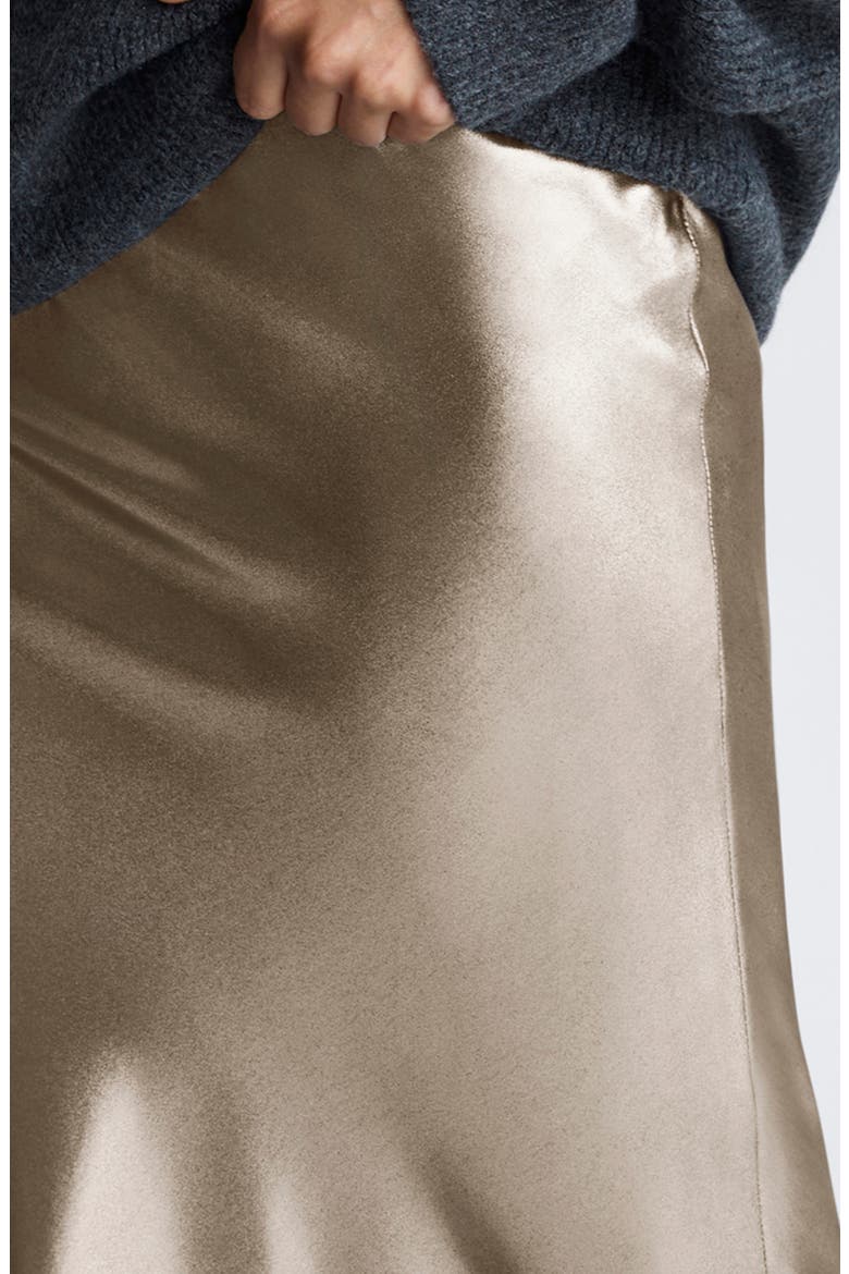 Bias Cut Satin Maxi Skirt, Alternate, color, LIGHT BRONZE