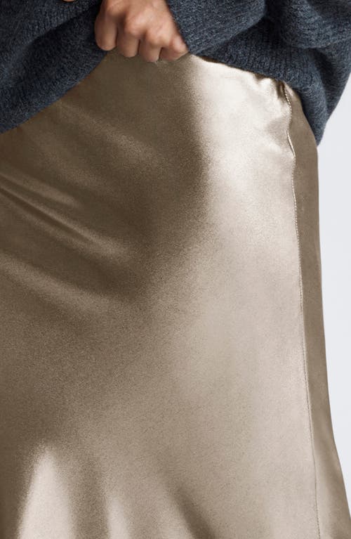 Shop Kenneth Cole Bias Cut Satin Maxi Skirt In Light Bronze