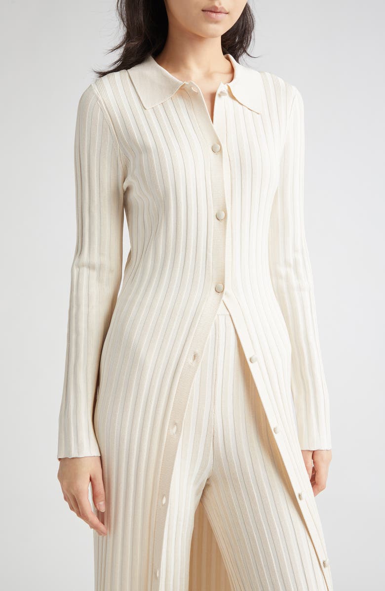 ZANKOV Alix Collared Rib Maxi Cardigan, Alternate, color, 