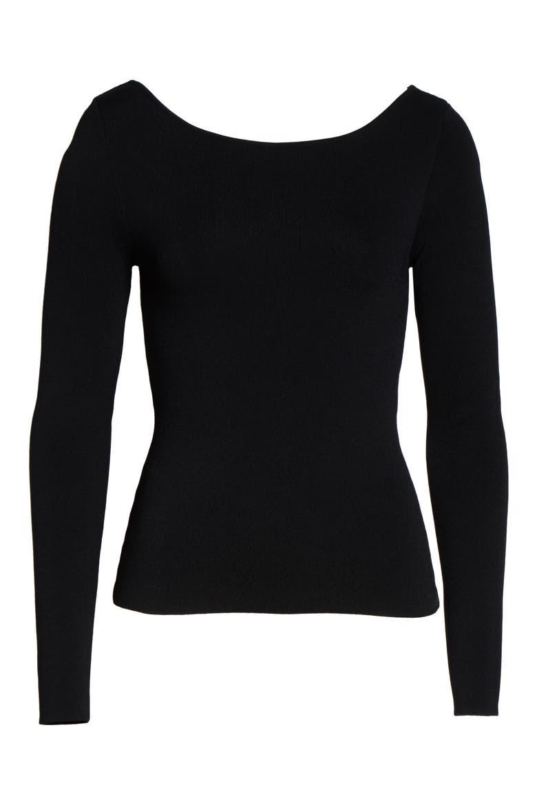 Bow Back Sweater, Alternate, color, BLACK