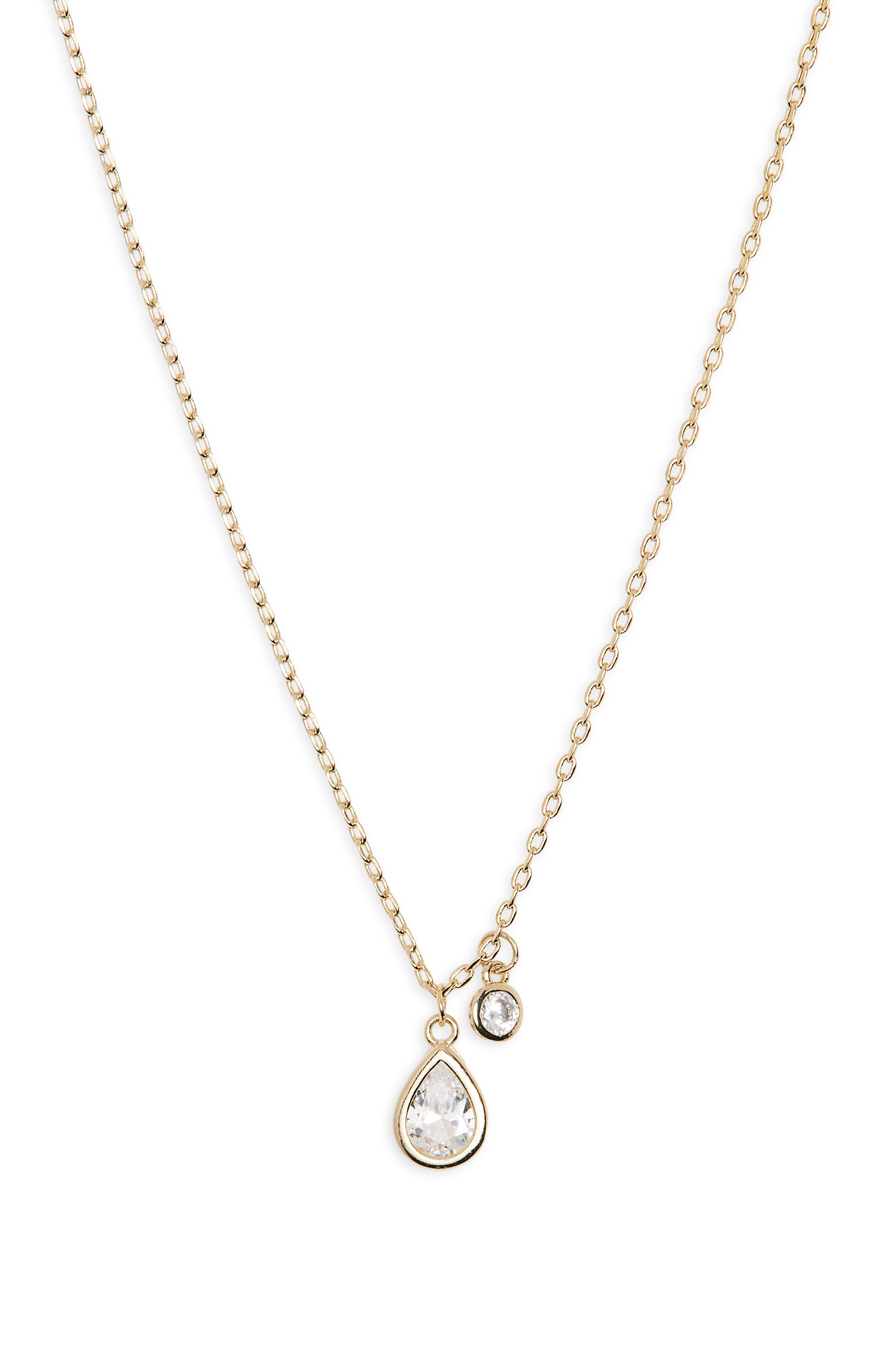 NORDSTROM RACK Teardrop Cubic Zirconia Pendant Necklace