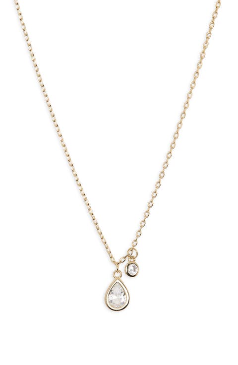Teardrop Cubic Zirconia Pendant Necklace