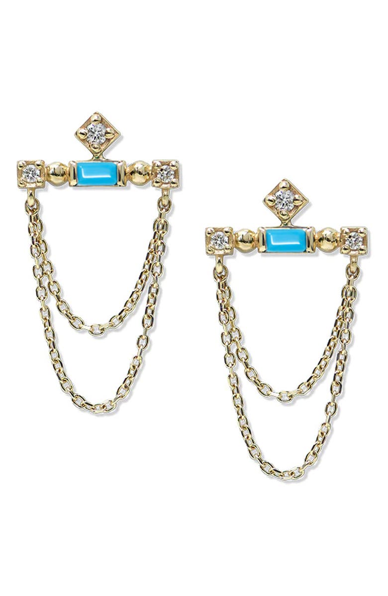 Anzie Clèo Bar Chain Earrings, Main, color, Turquoise/ Aqua