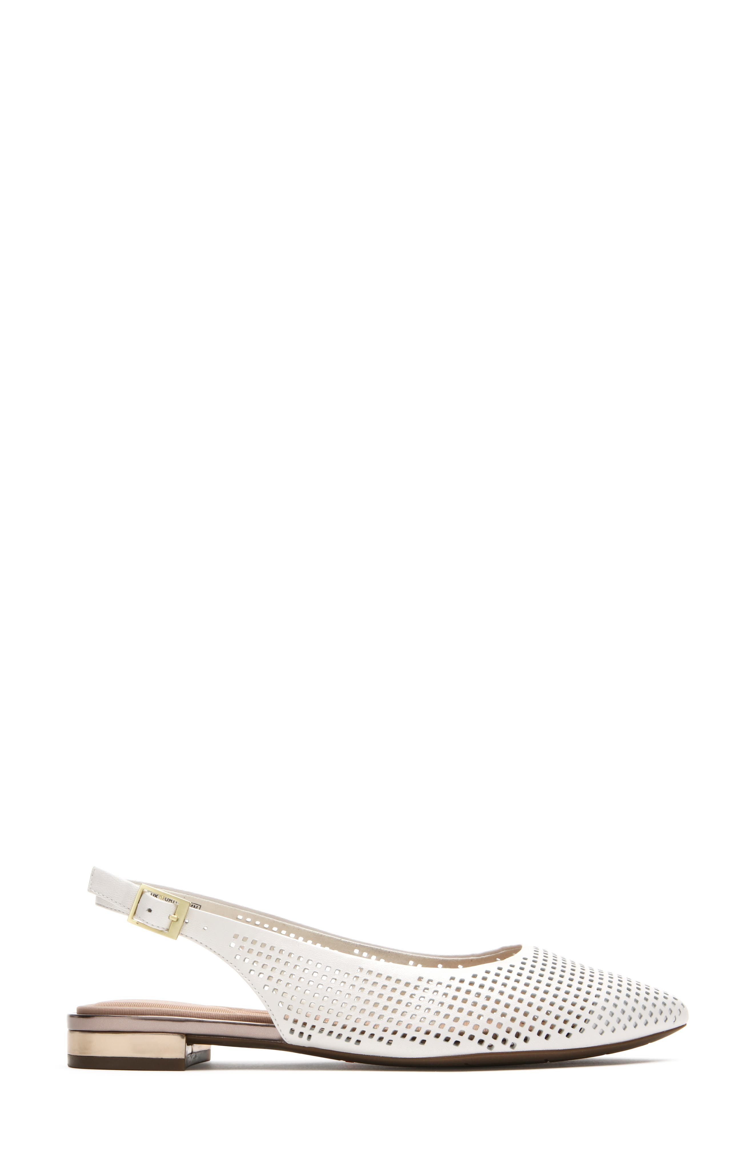 Adelyn Perforated Slingback Flat, Alternate, color, WHITE PATENT LEATHER