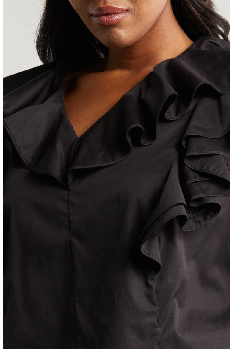 Yurika Cotton Poplin Ruffle Top, Alternate, color, BLACK