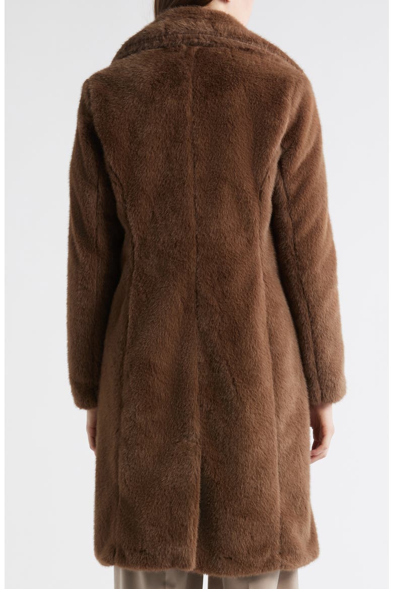 Reefer Faux Fur Longline Coat, Alternate, color, PORTOBELLO