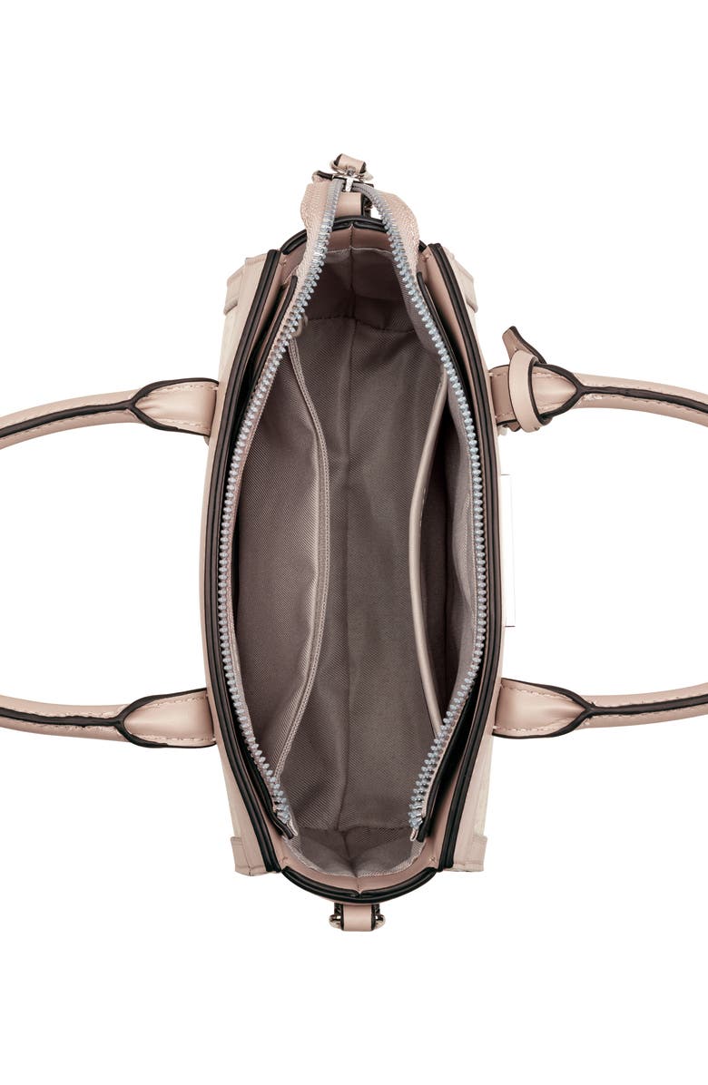 Nine West Ledger Mini Satchel Bag, Alternate, color, Cream Logo