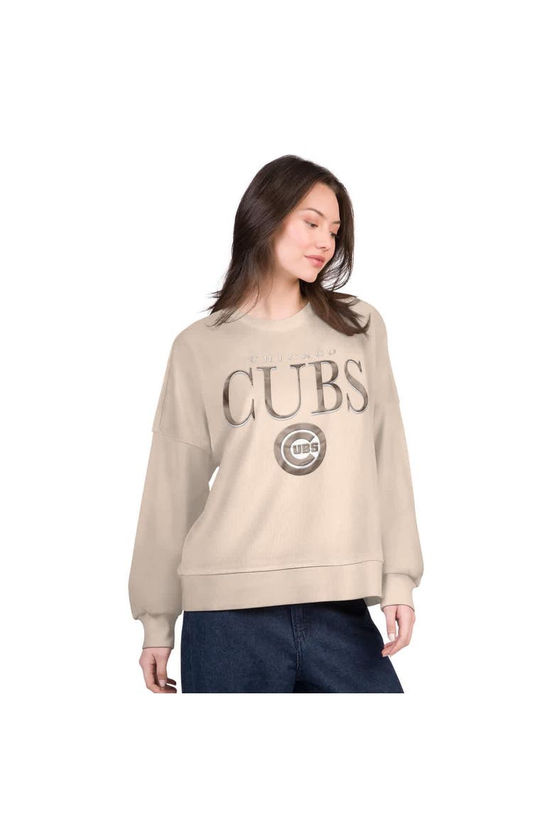 Women's G-III 4Her by Carl Banks Sand Chicago Cubs Oversized Vet II Sweatshirt, Main, color, Sand