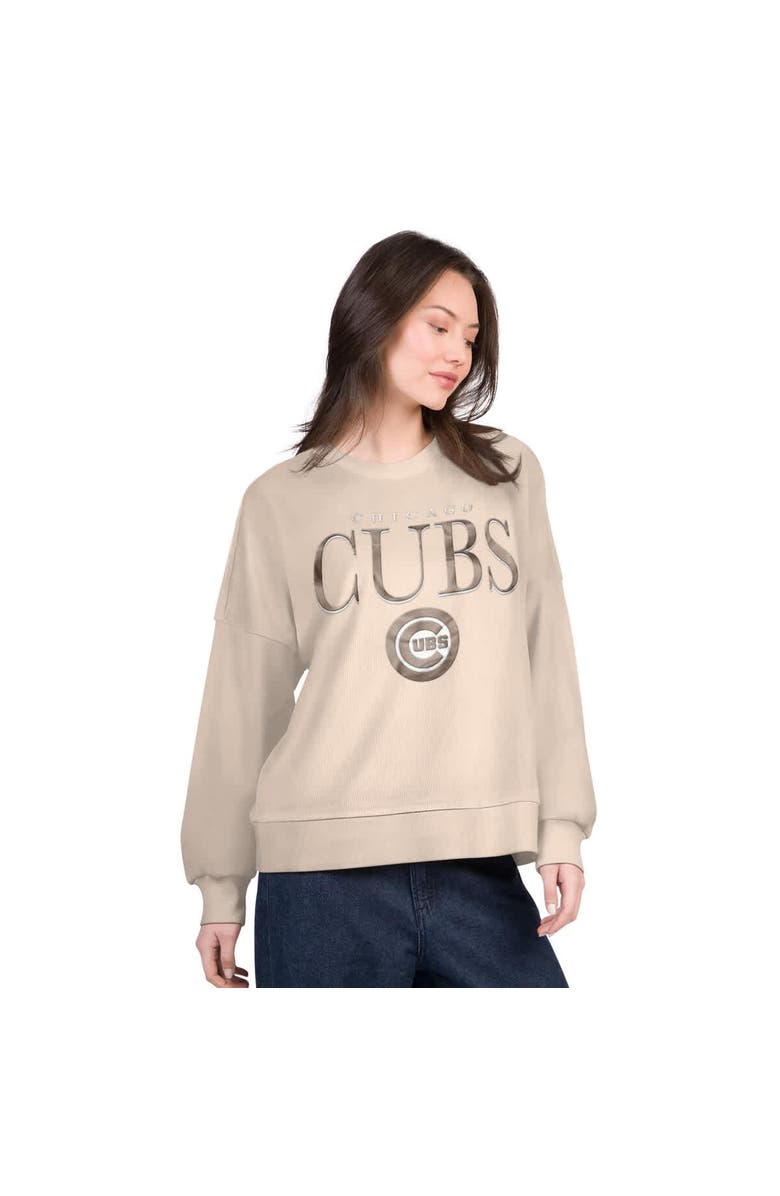 G-III 4HER BY CARL BANKS Women's G-III 4Her by Carl Banks Sand Chicago Cubs Oversized Vet II Sweatshirt, Main, color, Sand