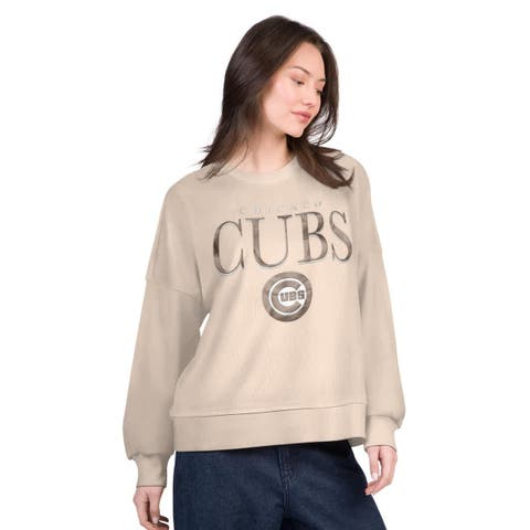 Women's G-III 4Her by Carl Banks Sand Chicago Cubs Oversized Vet II Sweatshirt
