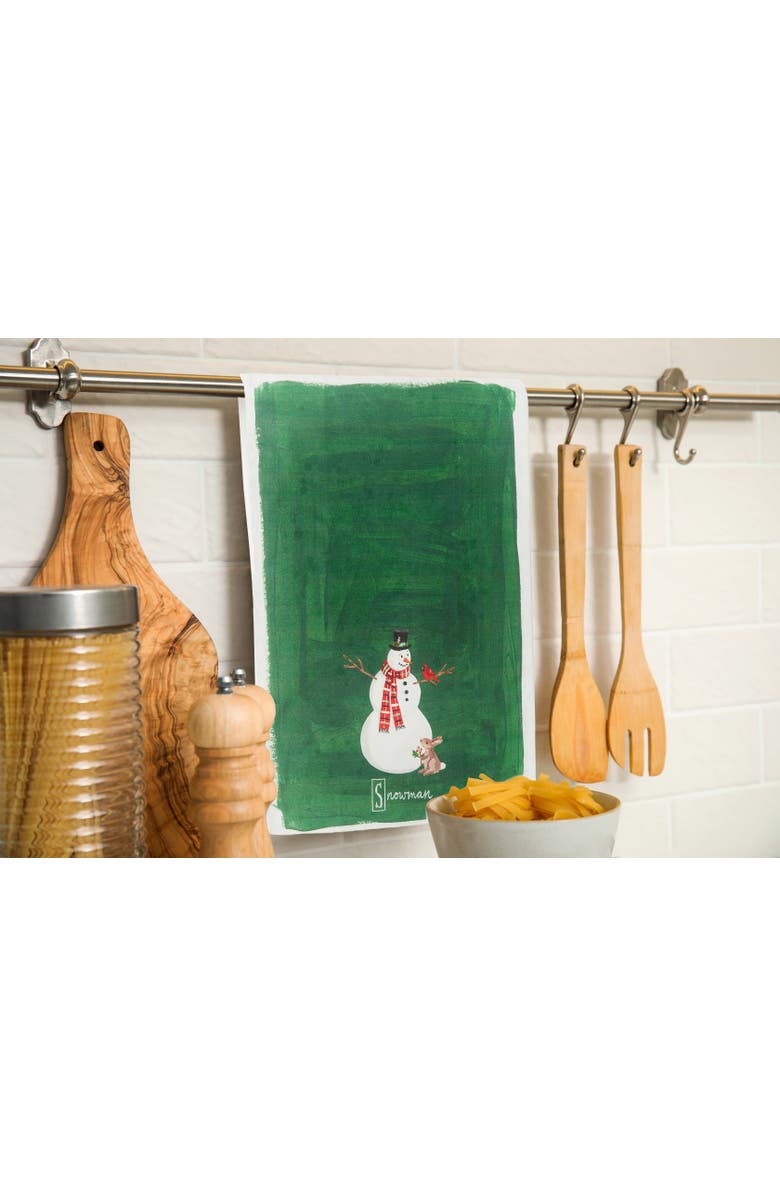 C&F Home Snowman Alphabet Printed Kitchen Towel, Alternate, color, Green
