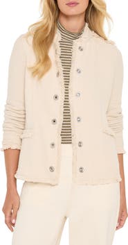 NIC+ZOE Military Fringe Mixed Knit Jacket