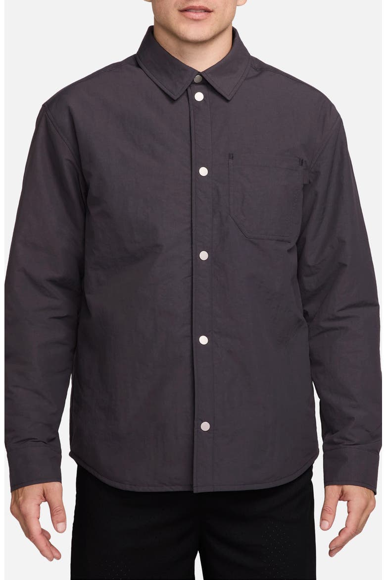 Nylon & Cotton Snap-Up Shirt Jacket, Main, color, OFF NOIR