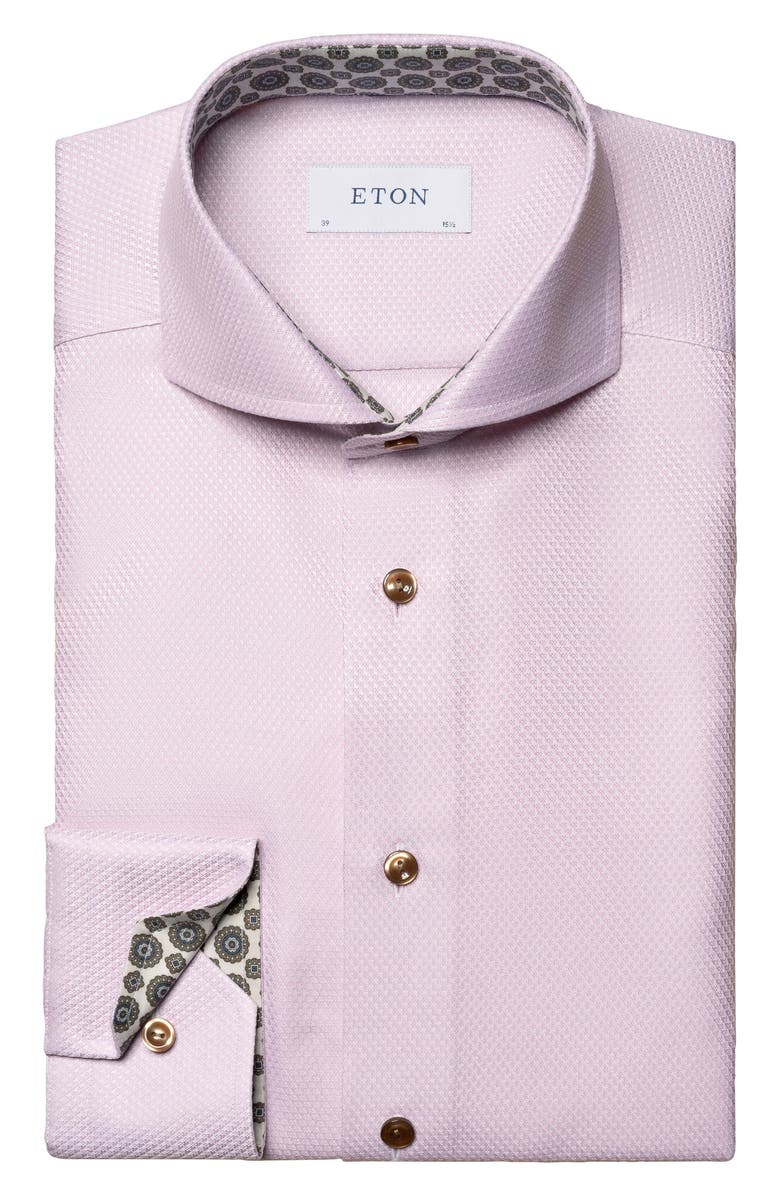 Eton Slim Fit Textured Solid Cotton Dress Shirt, Alternate, color, 