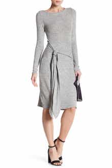 GO COUTURE Long Sleeve Front Tie Dress