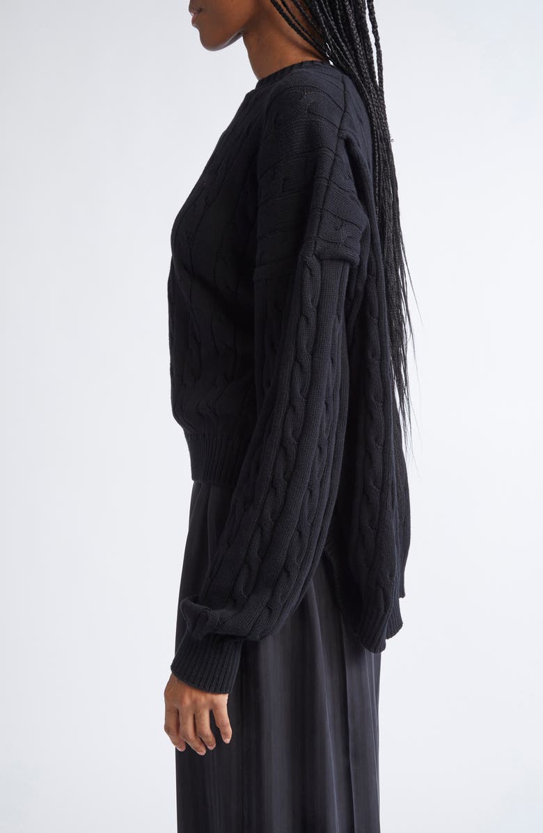 Balenciaga Cotton Cable Knit Sweater, Alternate, color, 1000 Black