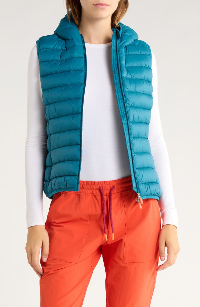 Save The Duck Milena Water Resistant Hooded Puffer Vest, Alternate, color, Horizon Blue