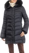 GORSKI Apres-Ski Chevron Long Parka with Detachable Toscana Lamb Hood Trim
