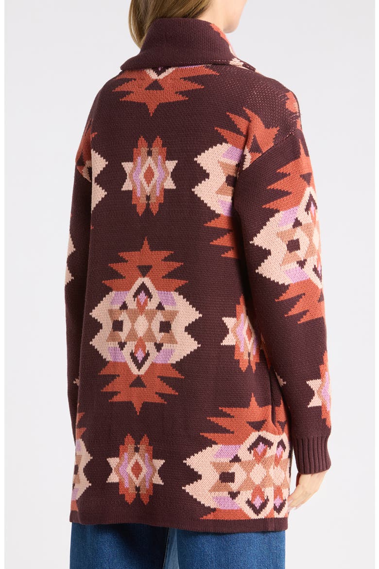 Novelty Pattern Shawl Collar Open Front Cardigan, Alternate, color, FUDGE COMBO