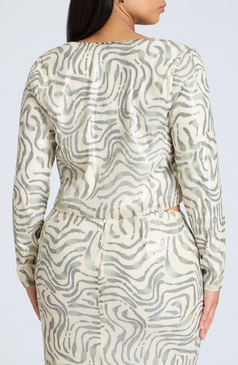 ELOQUII Sequin Crop Cardigan, Alternate, color, 