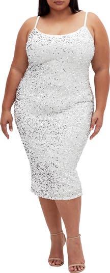 City Chic hot Sequin Flower Midi Dress Sleeveless White Plus Size 16 NWT $189