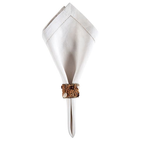 Natural Wood Beaded Napkin Ring