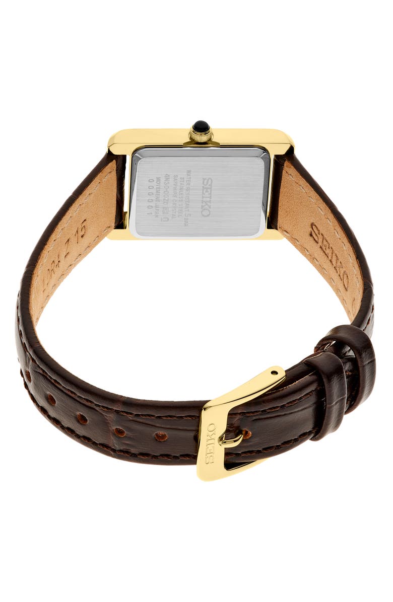 SEIKO WATCHES Essentials Leather Strap Watch, Alternate, color, Yellow Gold