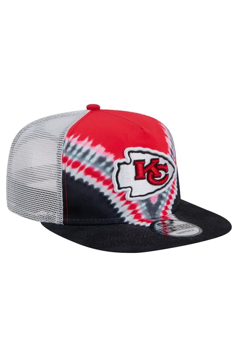 Men's New Era Red/Black Kansas City Chiefs Throwback Dye Golfer Snapback Hat, Alternate, color, Red