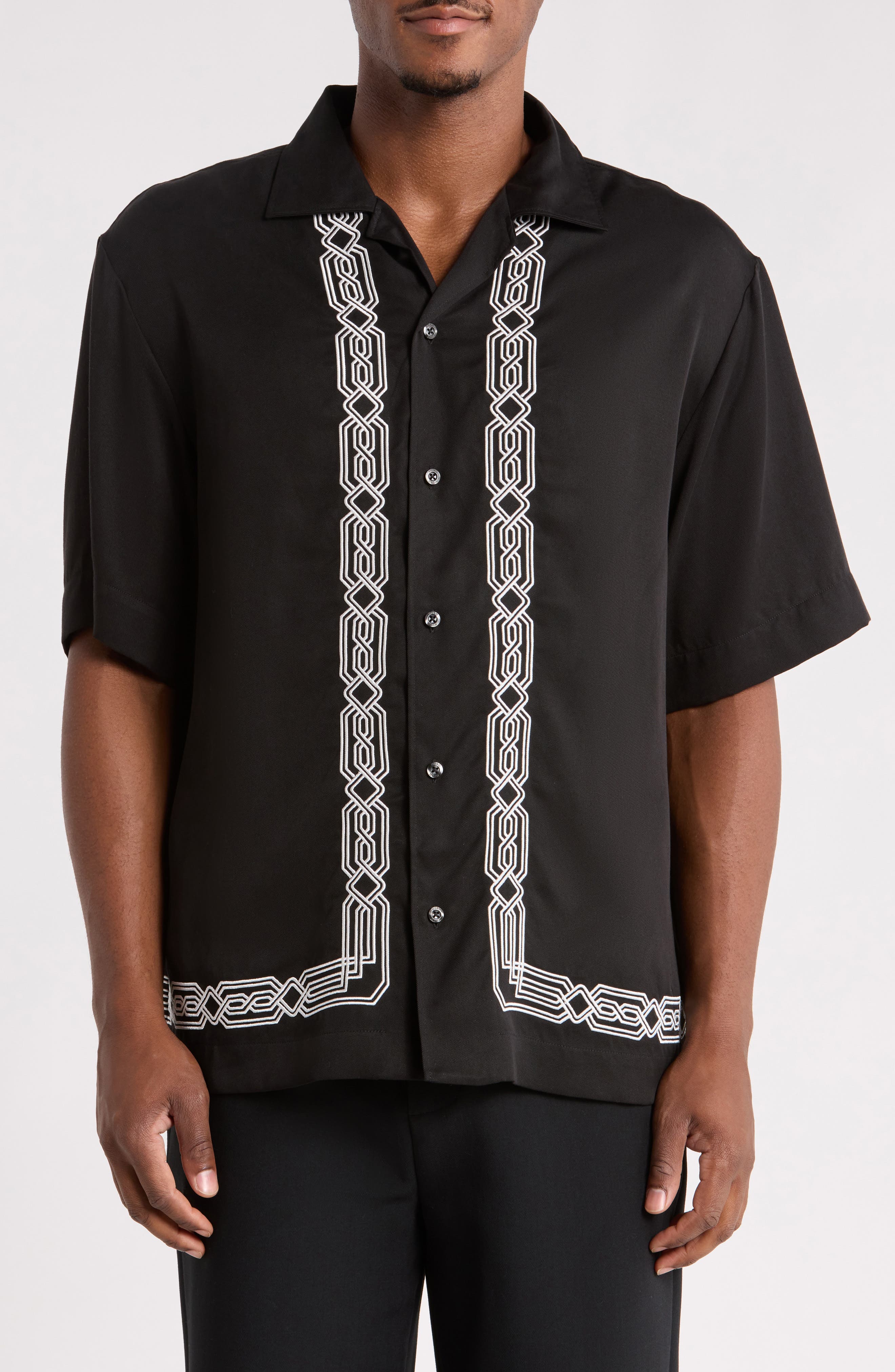 Espino Embroidered Short Sleeve Button-Up Shirt
