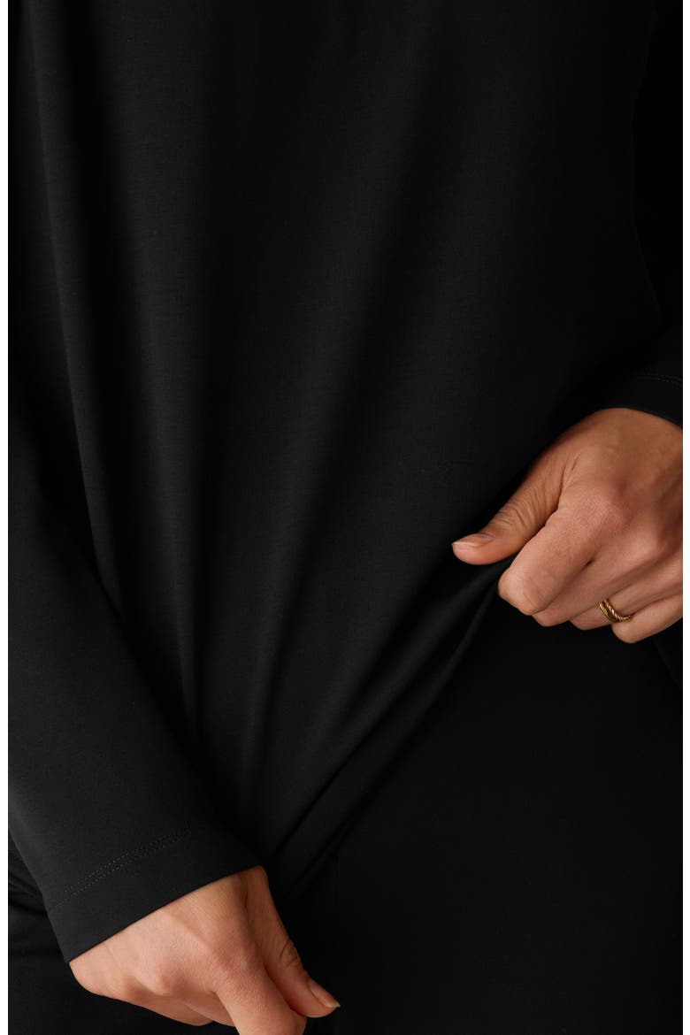 Crewneck Relaxed Long Sleeve T-Shirt, Alternate, color, BLACK