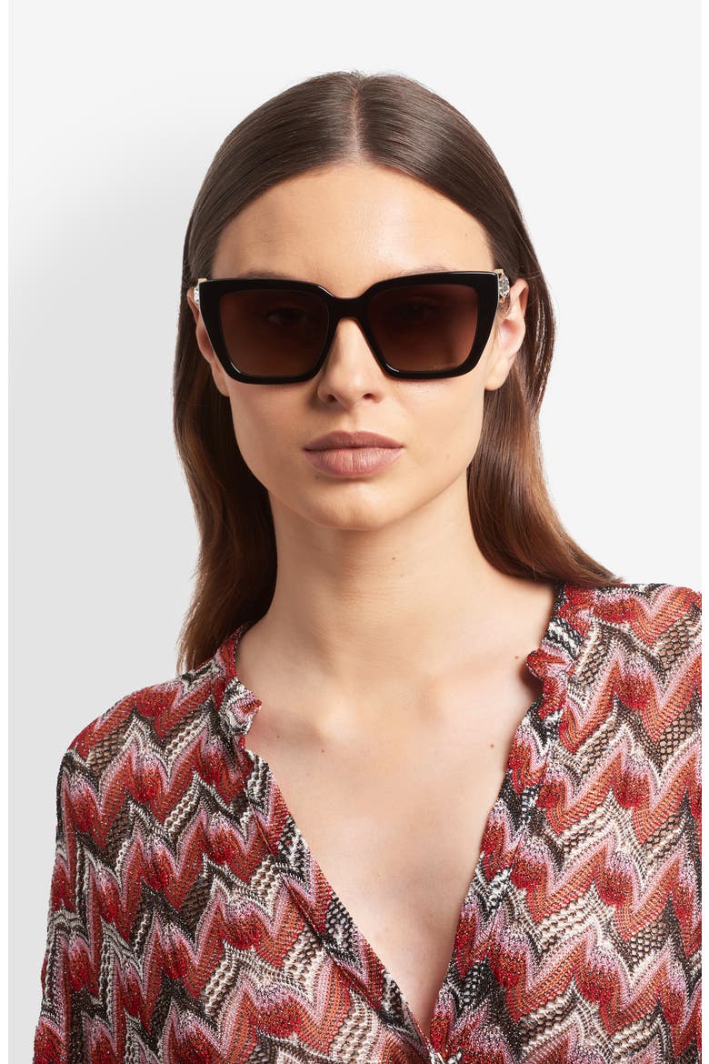 54mm Gradient Square Sunglasses, Alternate, color, BLACK/ BROWN SF