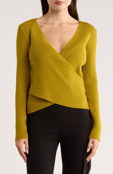 Solid Faux Wrap Sweater