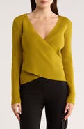PATRIZIA LUCA Solid Faux Wrap Sweater