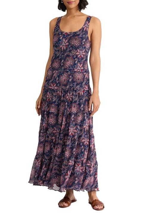 Print Sleeveless Tiered Maxi Dress (Regular & Petite)