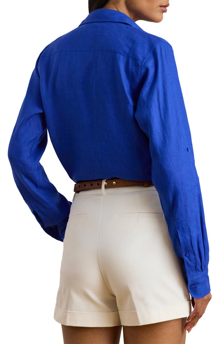 Lauren Ralph Lauren Karrie Linen Button-Up Shirt, Alternate, color, Blue