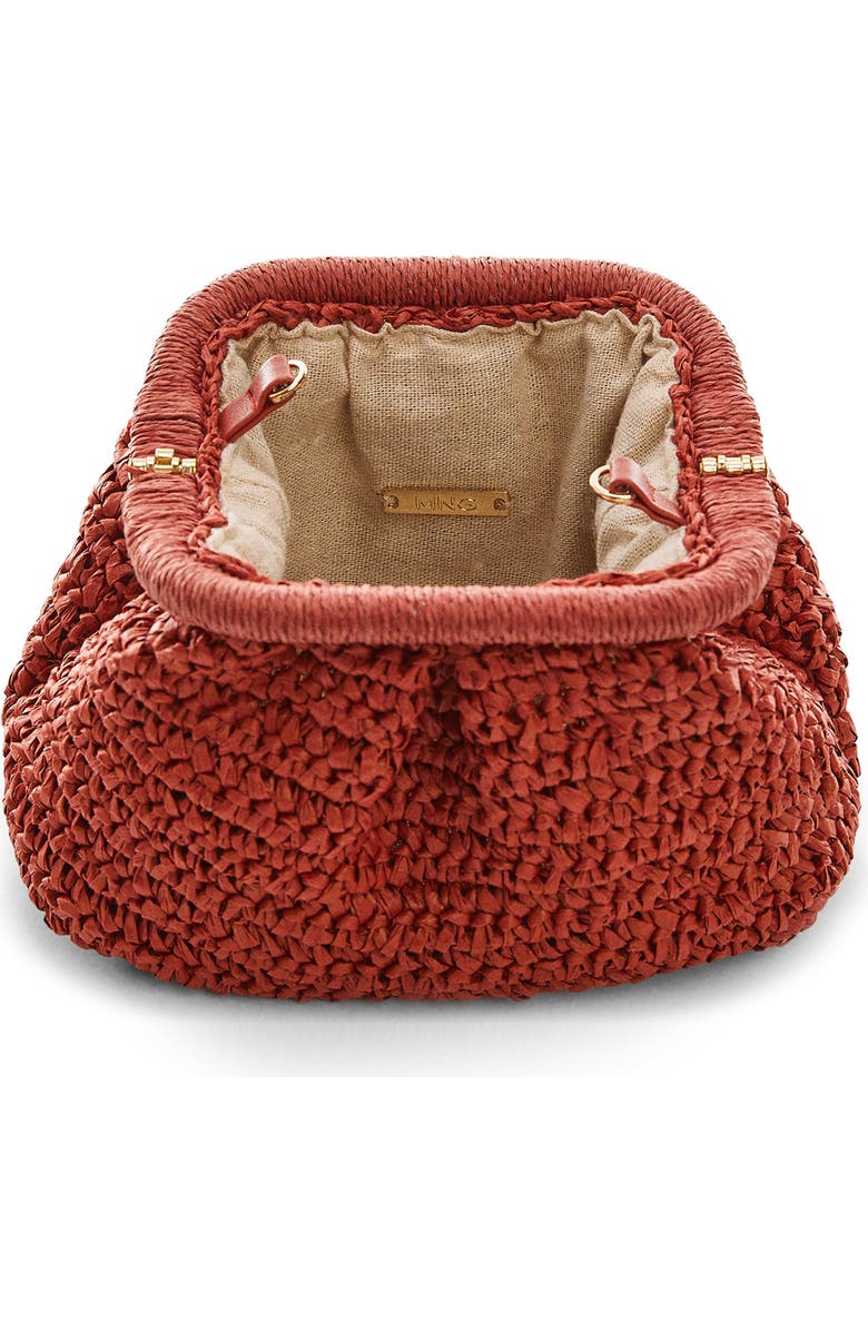 MANGO Amalfi Crochet Straw Clutch, Alternate, color, Medium Orange