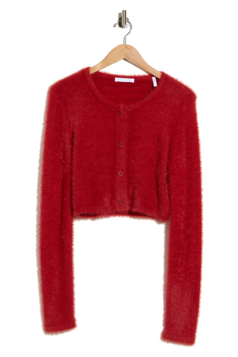 Eyelash Knit Cropped Cardigan, Main, color, RED