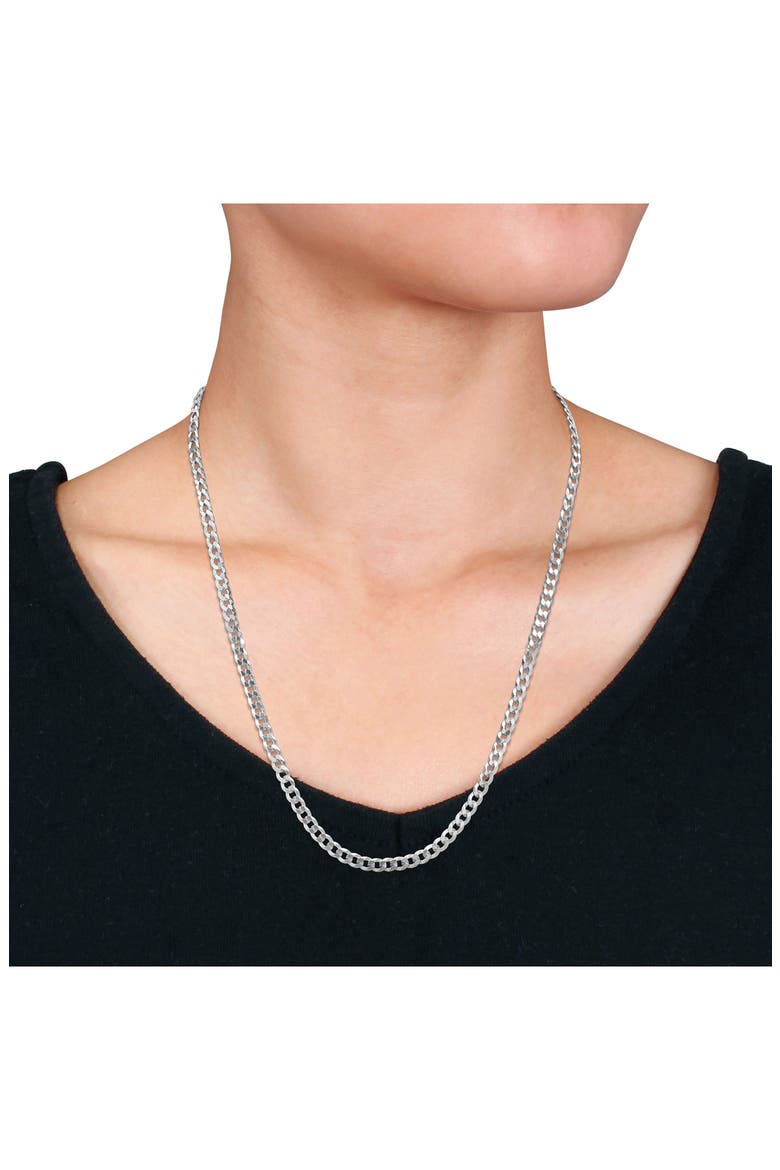 Flat Curb Link Chain Necklace, 5.3mm, Alternate, color, SILVER