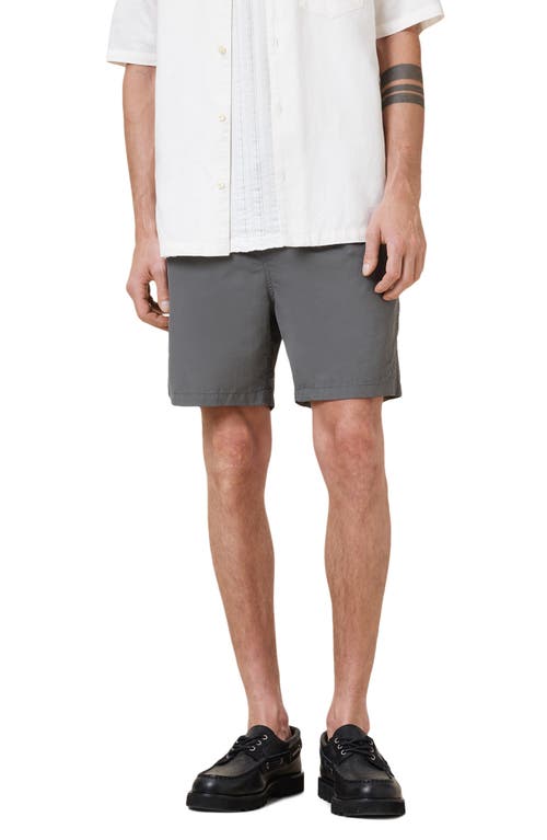 Allsaints Mens Pillar Grey Hanbury Drawstring-waist Cotton And Linen Shorts Xs In Pillar Grey