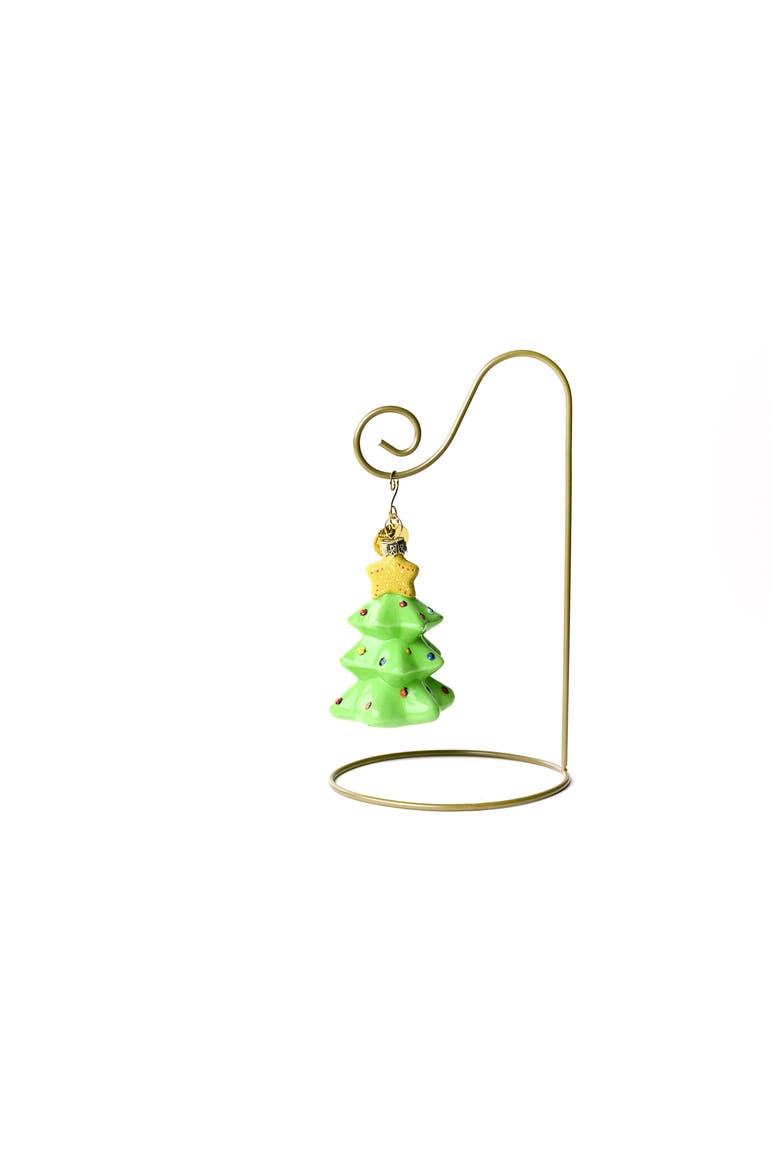 Tree Glass Shaped Ornament with Gold Stand, Main, color, Green