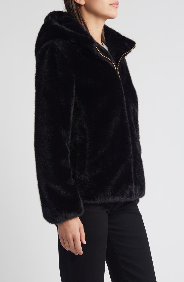 Via Spiga Hooded Faux Fur Jacket, Alternate, color,