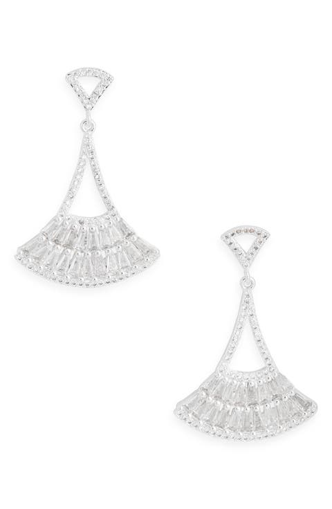 Cubic Zirconia Fan Drop Earrings
