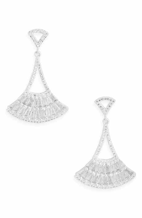 Cubic Zirconia Fan Drop Earrings
